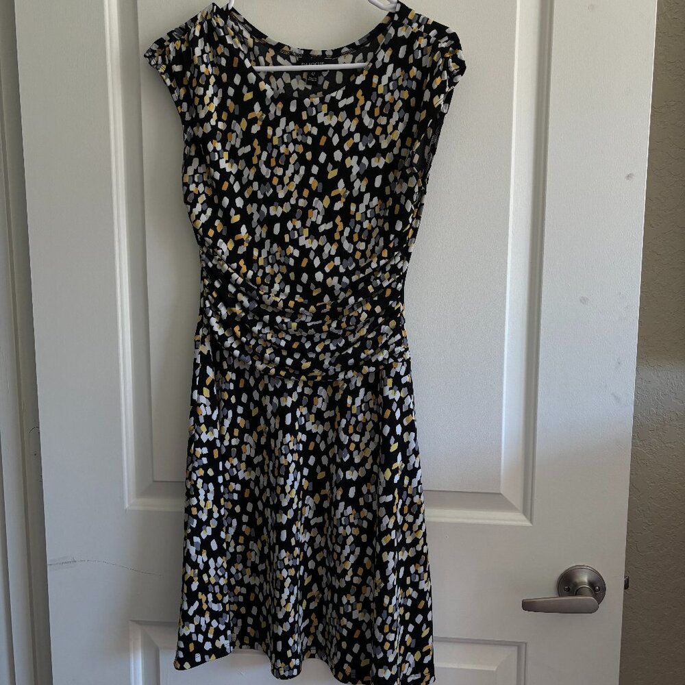 En Focus Petite Draped Waist Spotted Dress